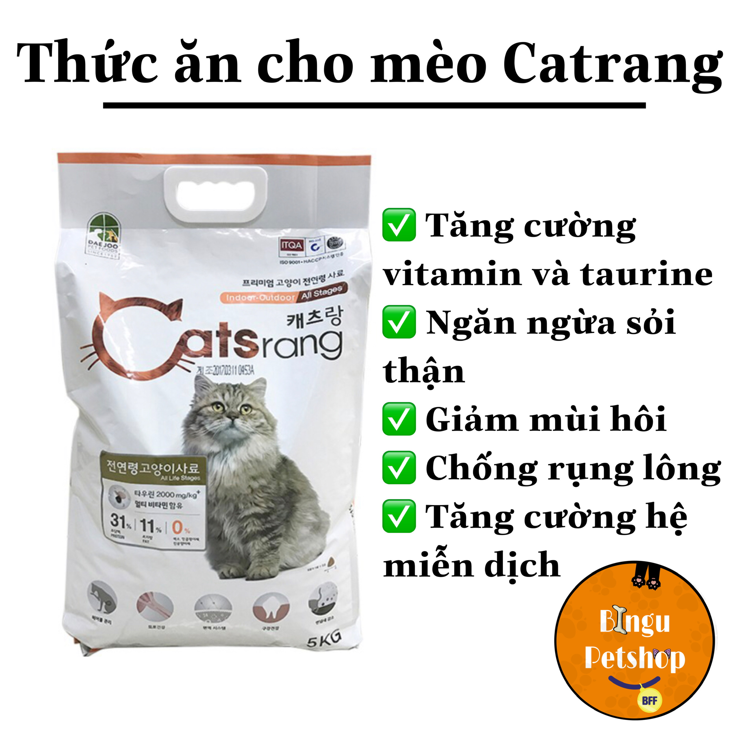 Thức ăn hạt cho mèo mọi lứa tuổi 1kg & 500GR Catsrang
