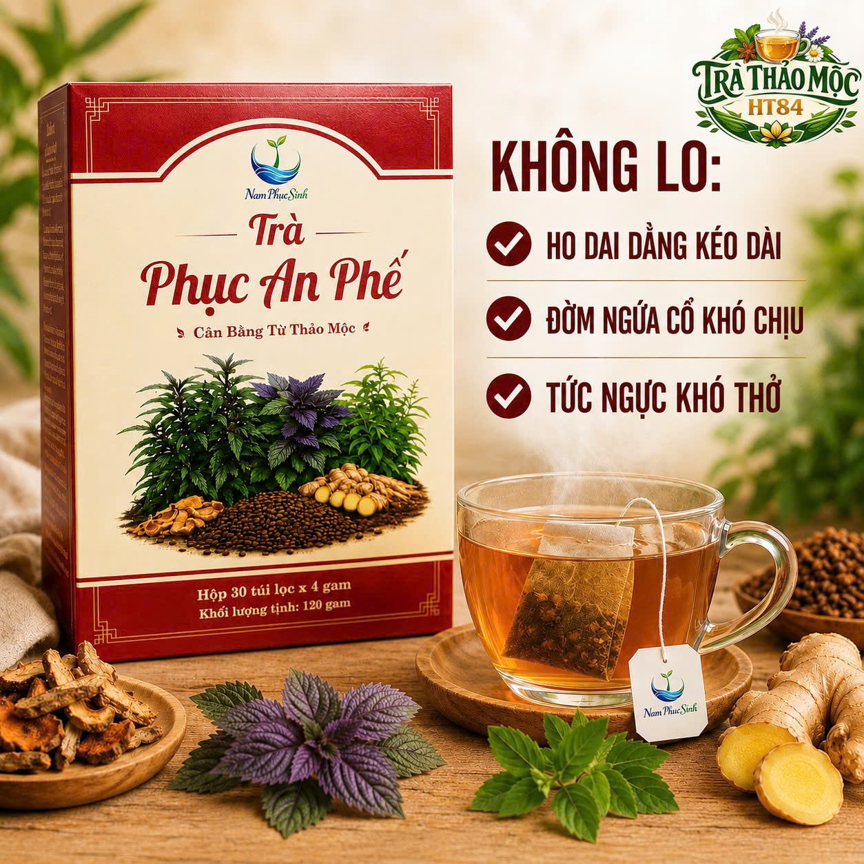 TRÀ PHỤC AN PHẾ - NAM PHỤC SINH ( BỔ PHẾ, HỖ TRỢ HÔ HẤP )