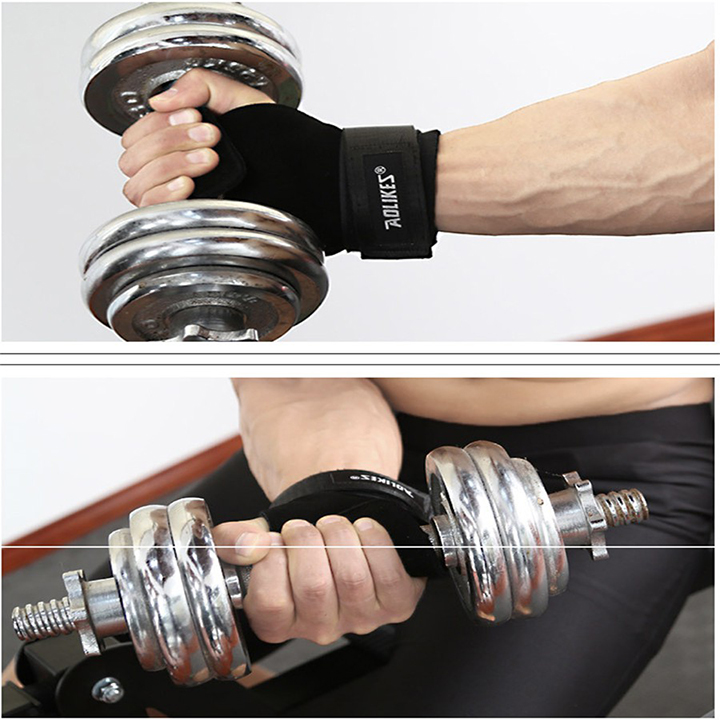 Găng Tay Tập GYM Lifting Grips Aolikes Pro Hở Mu Bàn Tay 1 Đôi