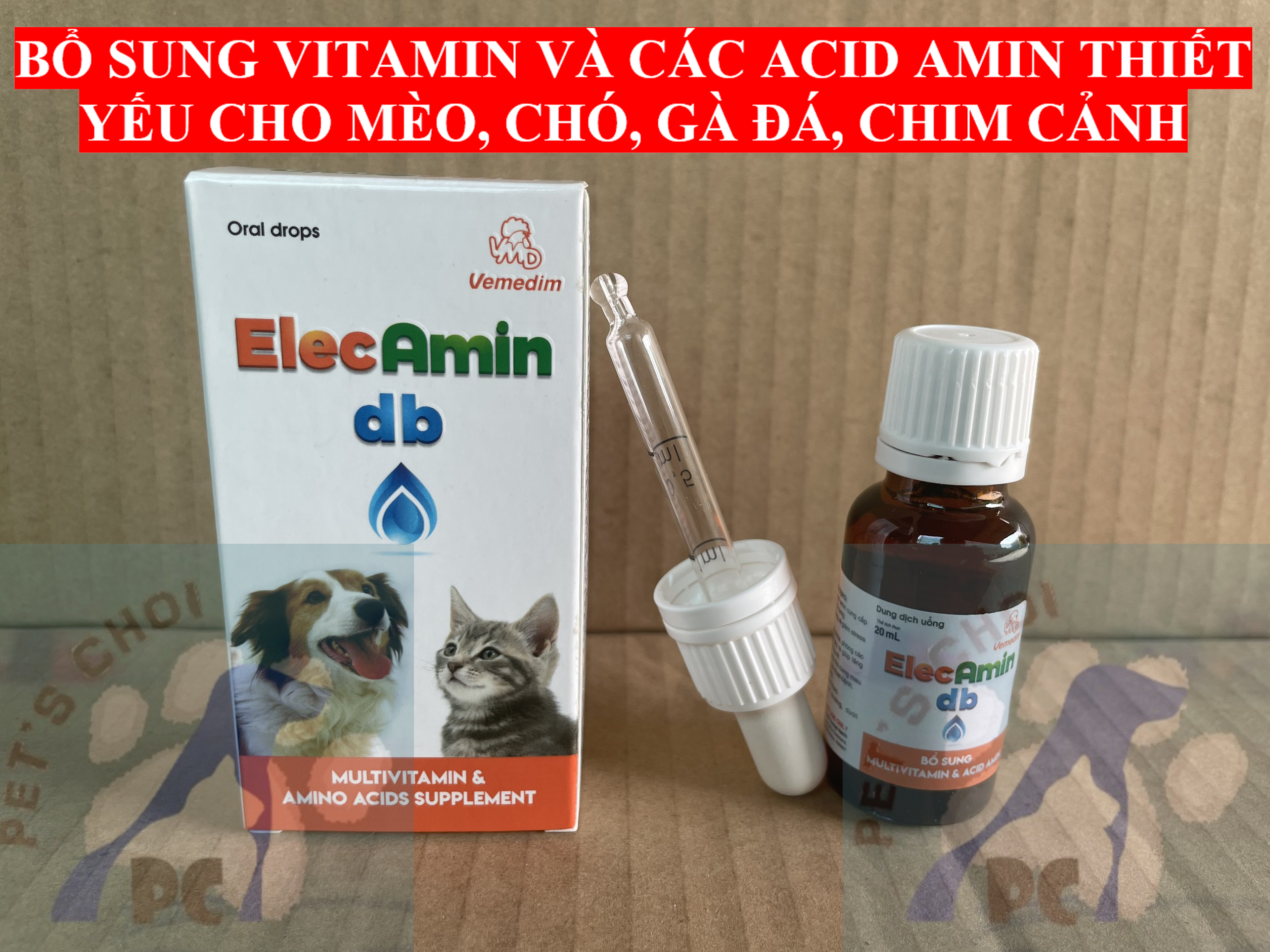 Vemedim Elecamin DB - Bổ sung Vitamin và Acid Amin cho chó, mèo, gà đá, chim cảnh - Elecamin DB