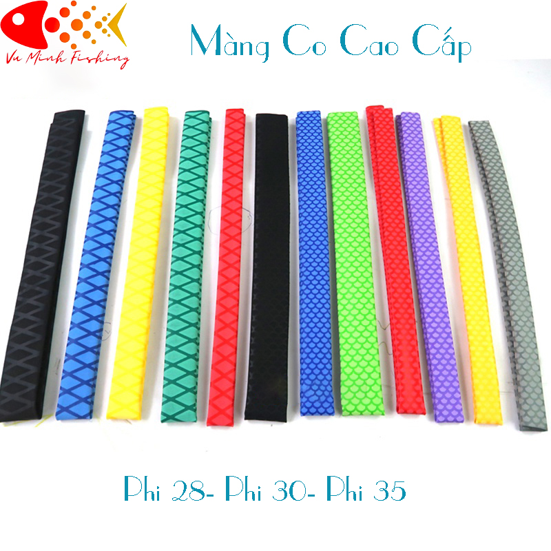 Màng co nhiệt bọc cần câu. Màng co bọc cần câu đài, bọc cần câu lục. Màng co cao su đa sắc màu