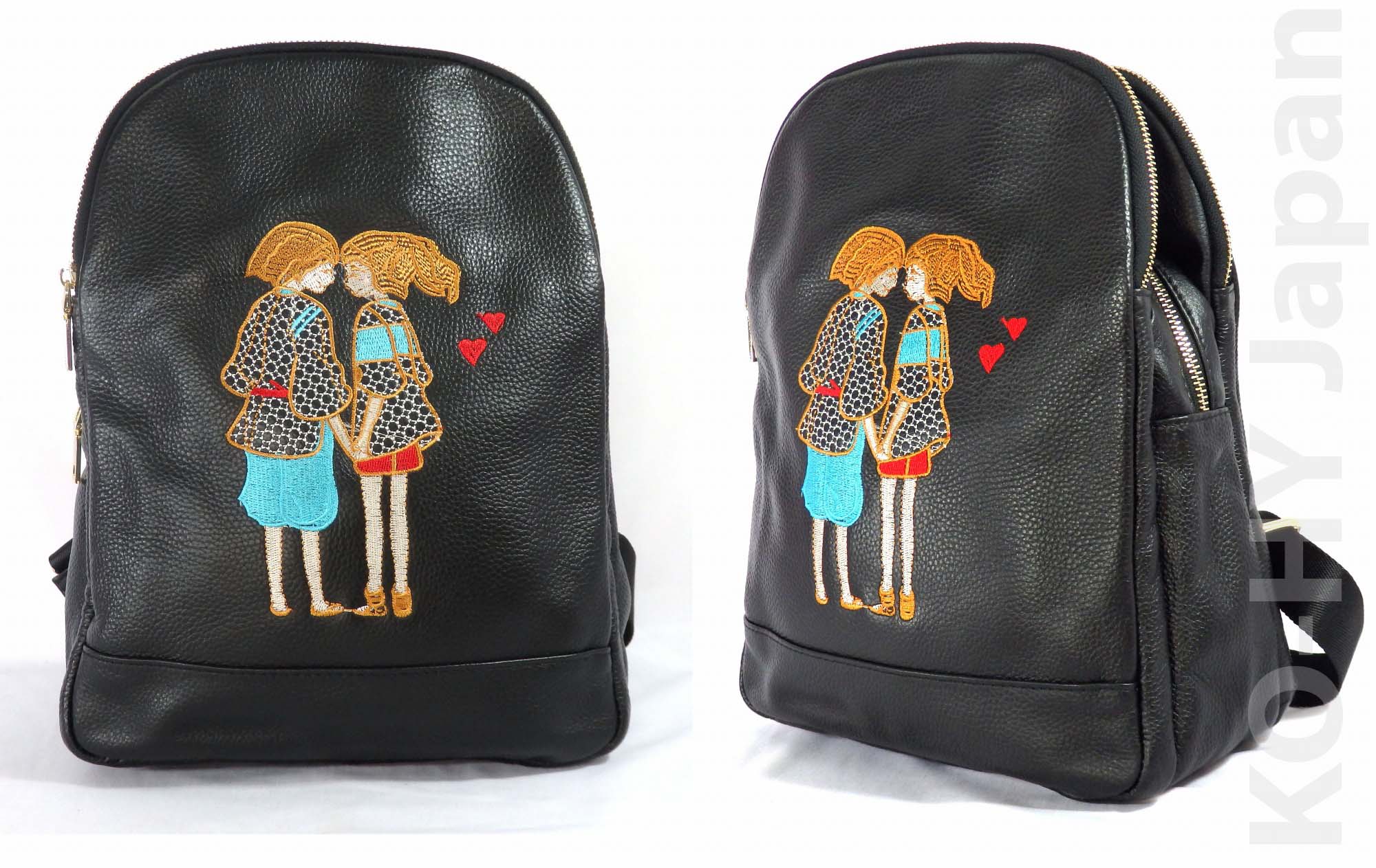 Ba lô thời trang nữ No brand Cowhide backpack-black