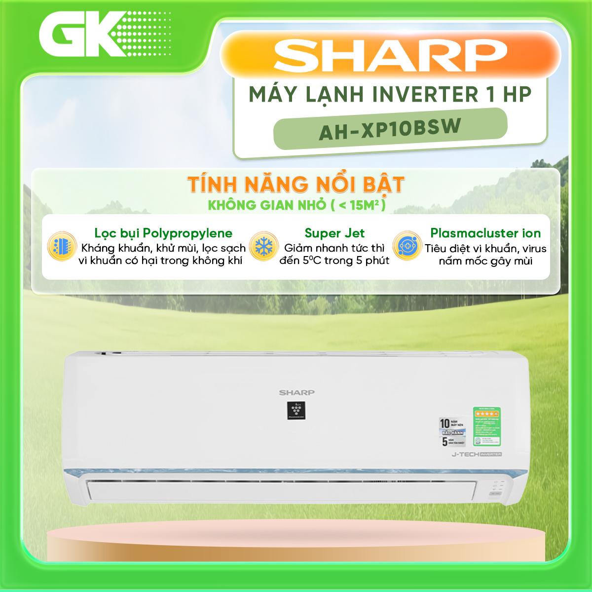 Máy lạnh sharp inverter 1 hp ah-xp10bsw - - giao hàng toàn quốc