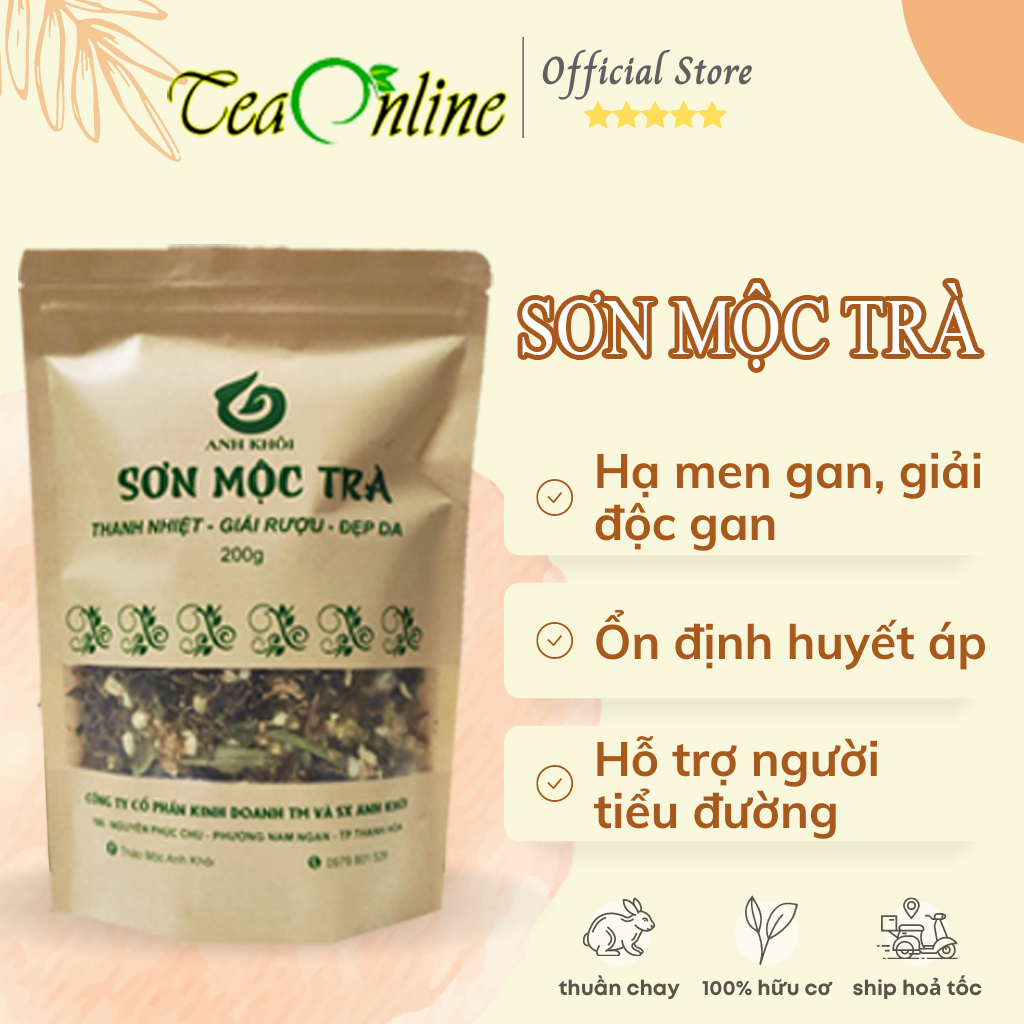 Trà Sơn Mộc Trà Túi 200gr, Thảo Mộc Thanh Nhiệt, Giải Độc, Mát Gan, Đẹp Da