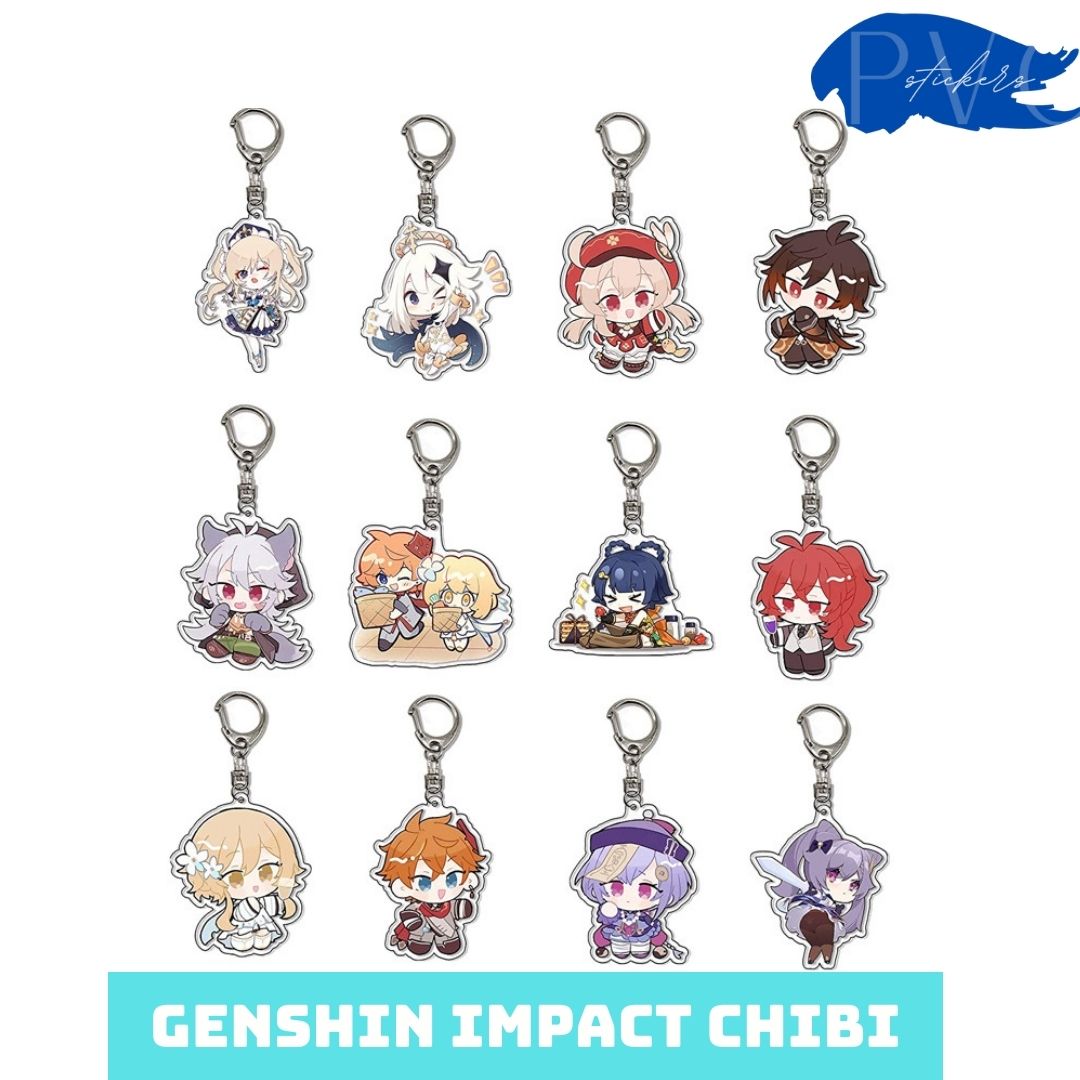 Móc khóa Game Genshin Impact chibi 53mm acrylic nhân vật Xiangling Klee Venti Zhongli Tartaglia