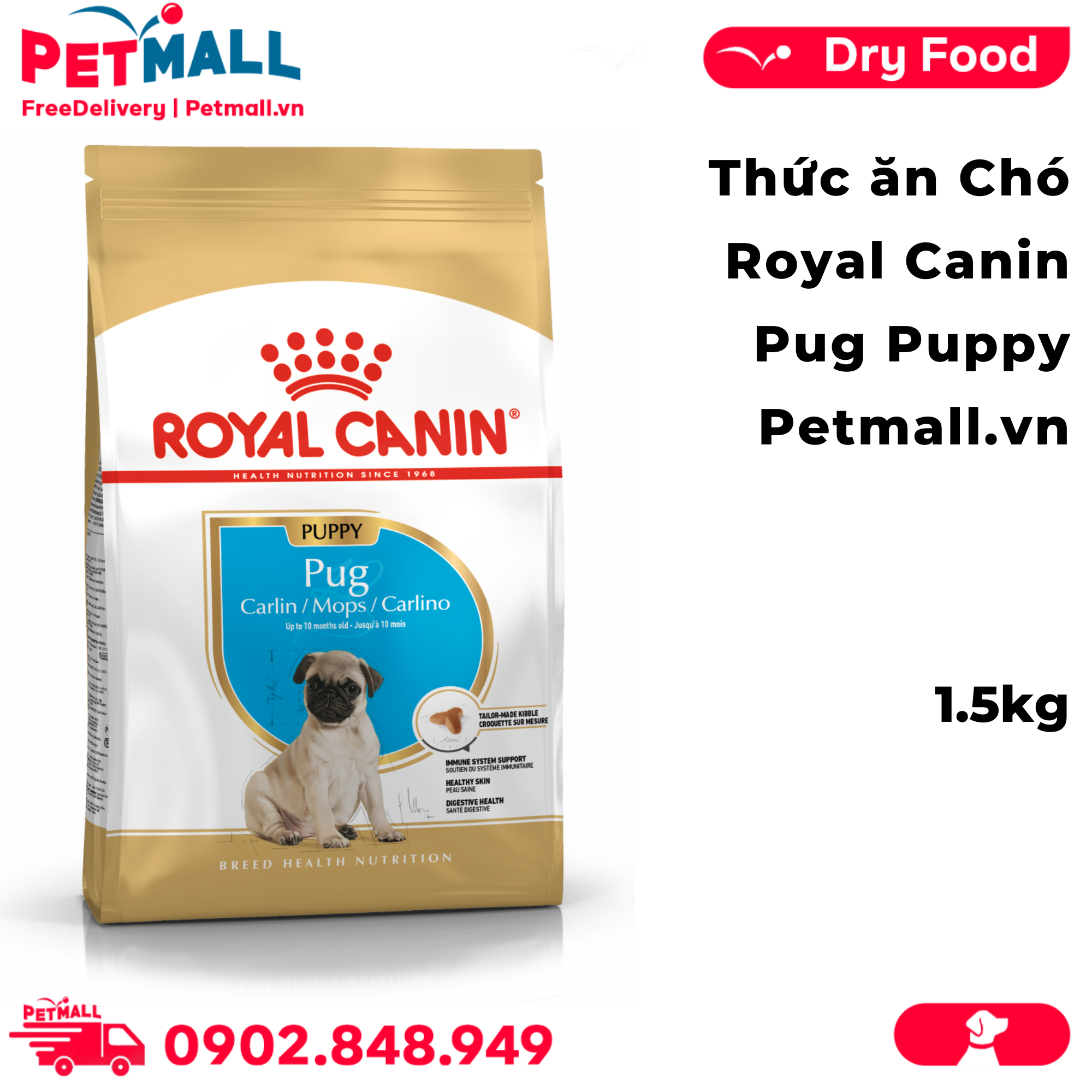 Thức ăn chó Royal Canin Pug Puppy 1.5kg