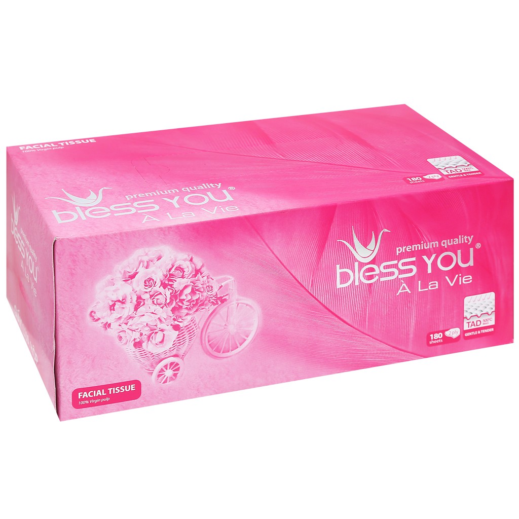 Có mã qr - hộp khăn giấy lụa bless you 2 lớp 180 tờ