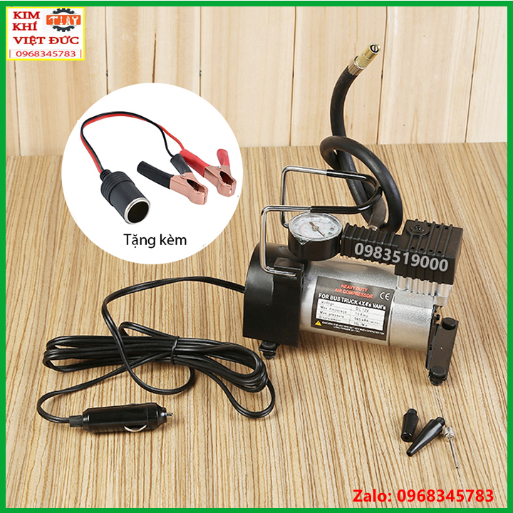 [HOT] Máy Bơm Lốp cấp cứu , Bơm Hơi Điện ô tô Xe Máy Mini 12V - 120W Tặng kèm kẹp bình ắc quy tẩu thuốc