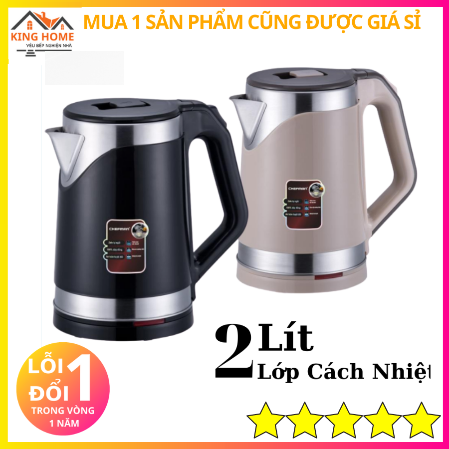 Ấm siêu tốc 2 lít chefman cm-720- 2 lớp chống va đập, cách nhiệt cực tốt,, an toàn sức khoẻ, chịu nhiệt tốt, hàng giày dặn, thiết kế sang trọng- ấm siêu tốc 2 lớp, ấm siêu tốc