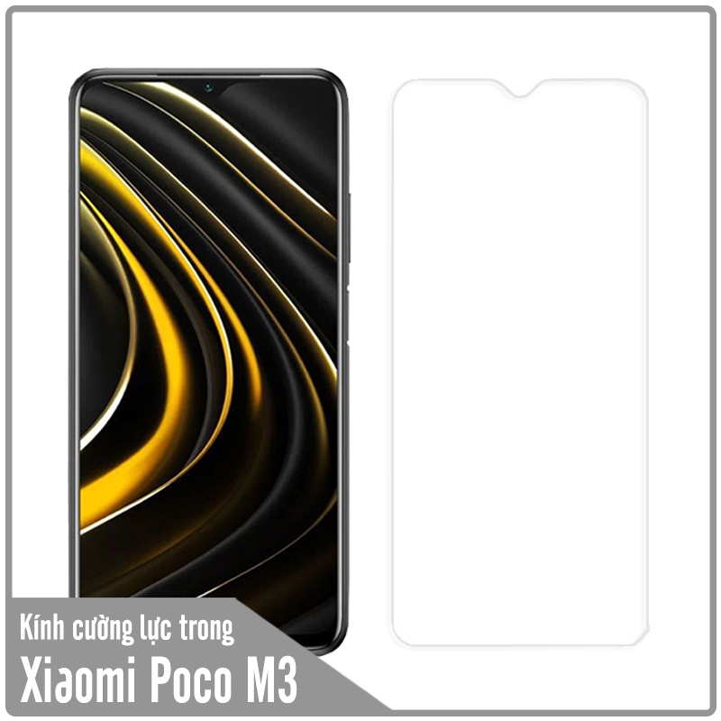 Kính cường lực cho Xiaomi Poco M3 - Trong Suốt
