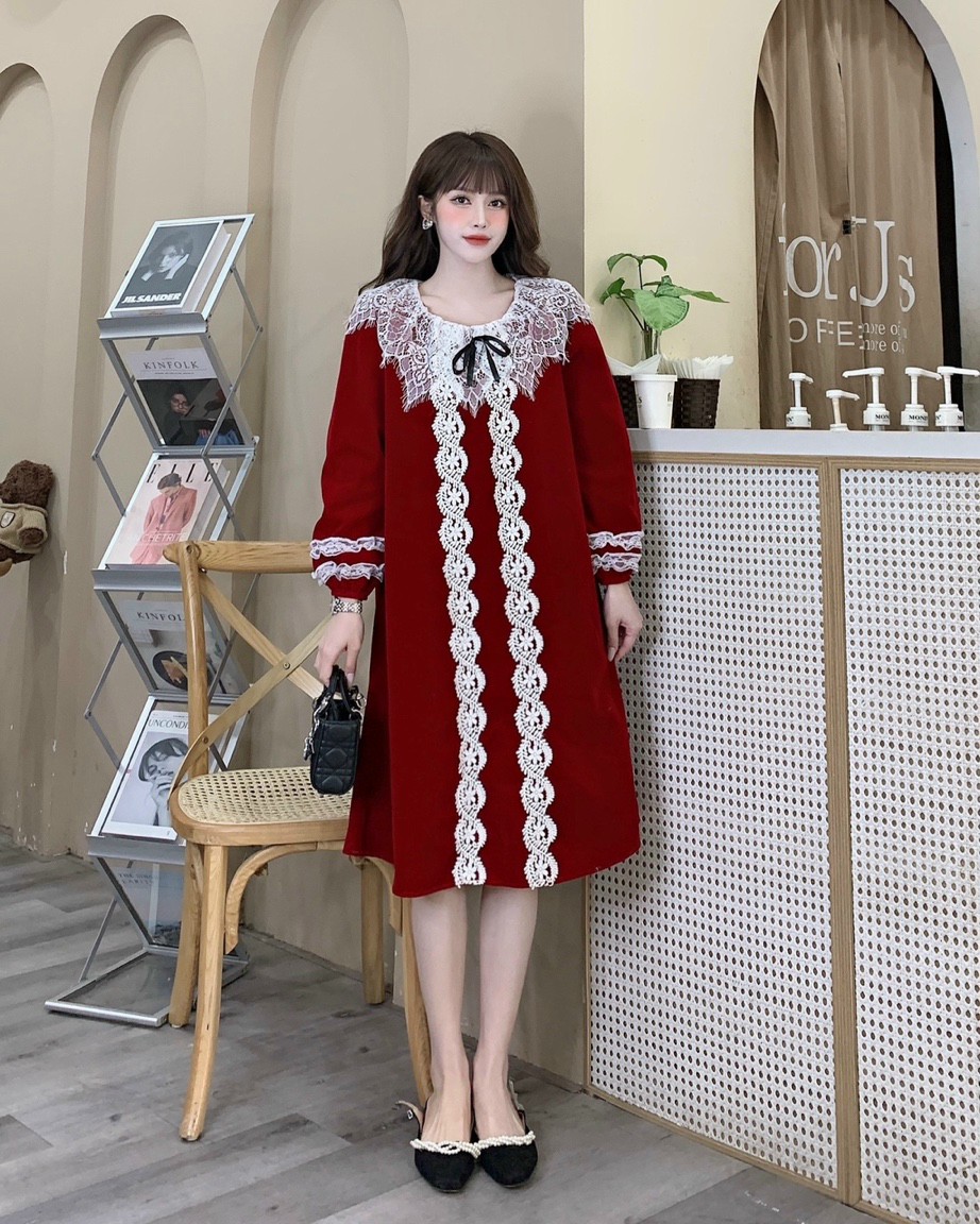 Váy Bầu Đầm Bầu nhung DIỆN TẾT SIÊU XINH