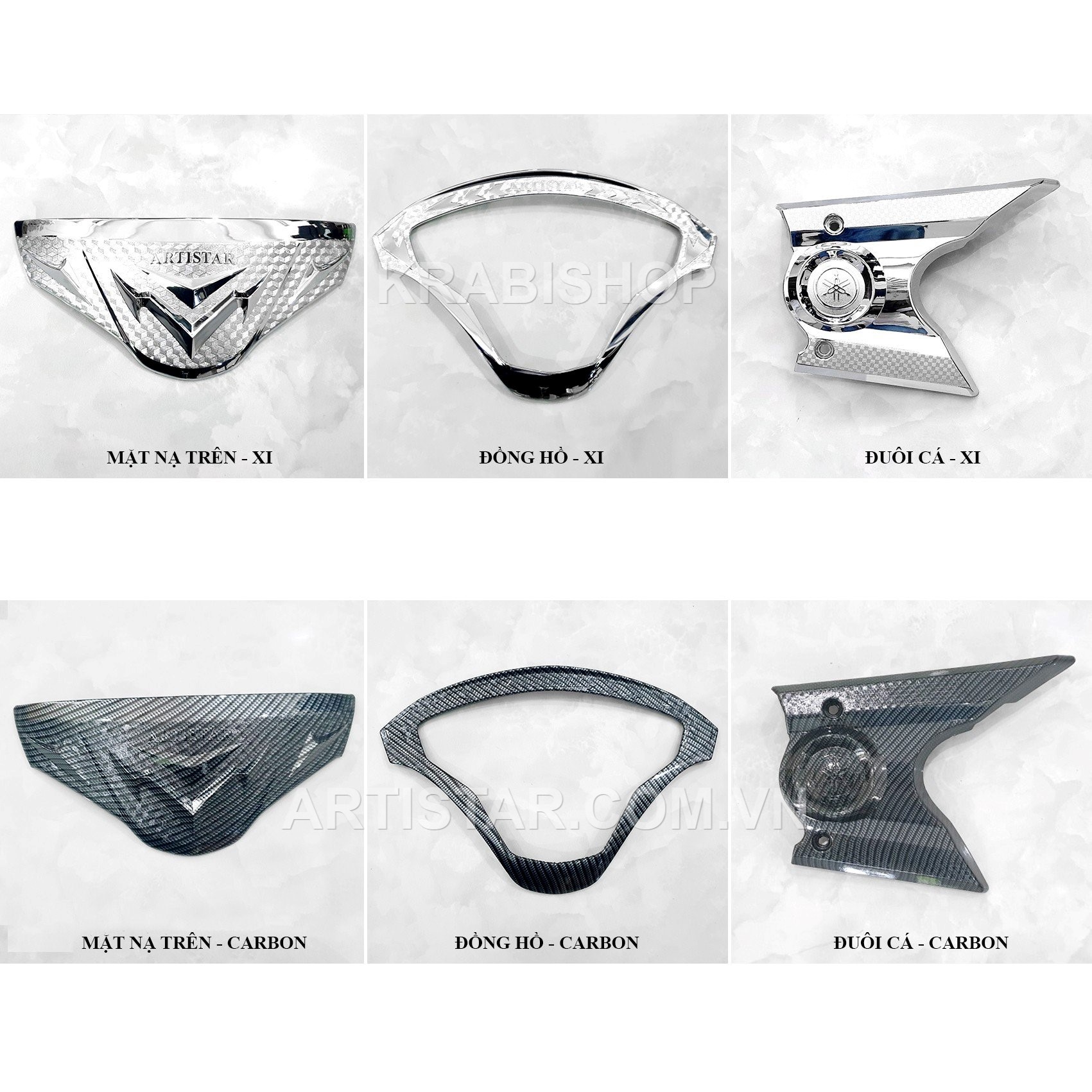 Ốp trang trí xe jupiter finn 2022 2023 2024 mạ crom và carbon artistar