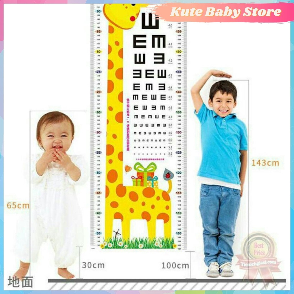 Decal dán tường thước đo chiều cao hươu cao cổ cho bé