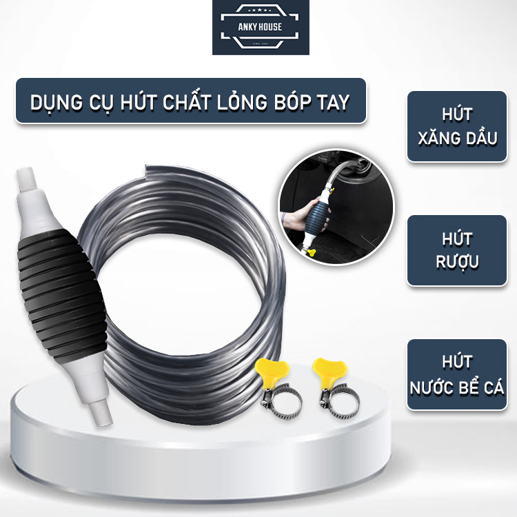 [ Freeship ] Ống hút xăng dầu chất lỏng bóp tay - hút nước bể cá , hút nước bể bơi ,...- Dài 1m tiện lợi - Dụng cụ bơm hút chất lỏng bằng tay