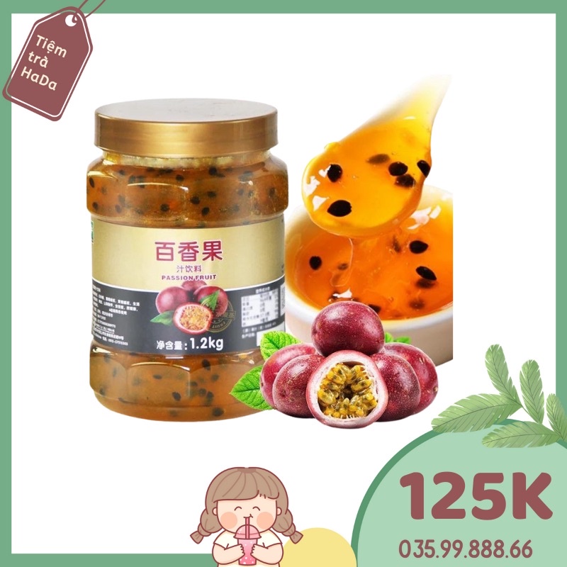 Sốt Chanh Leo nắp đồng hộp 1,2kg trà hoa quả pha chế