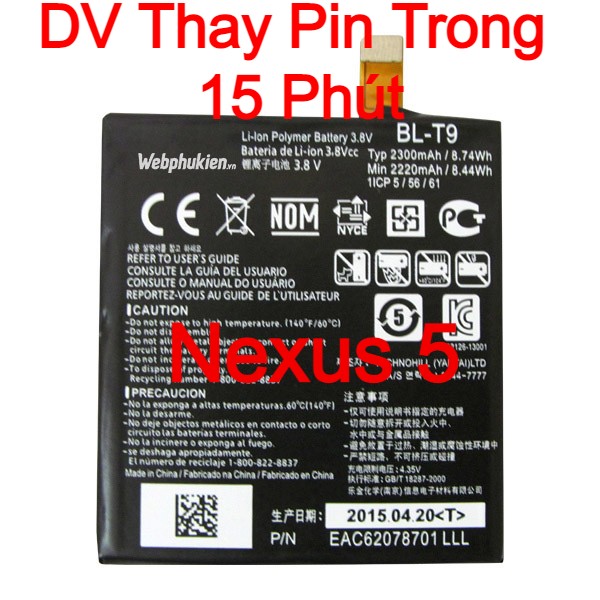Pin scud cho lg nexus 5 dung lượng 2300mah