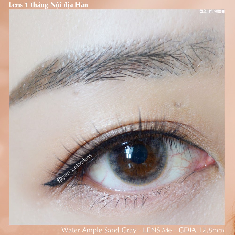 Lens 1 tháng ẩm cao WATER SAND GRAY- LENSME KOREA - tông xám trong tự nhiên không viền phù hợp đeo hàng ngày mắt nhạy cảm