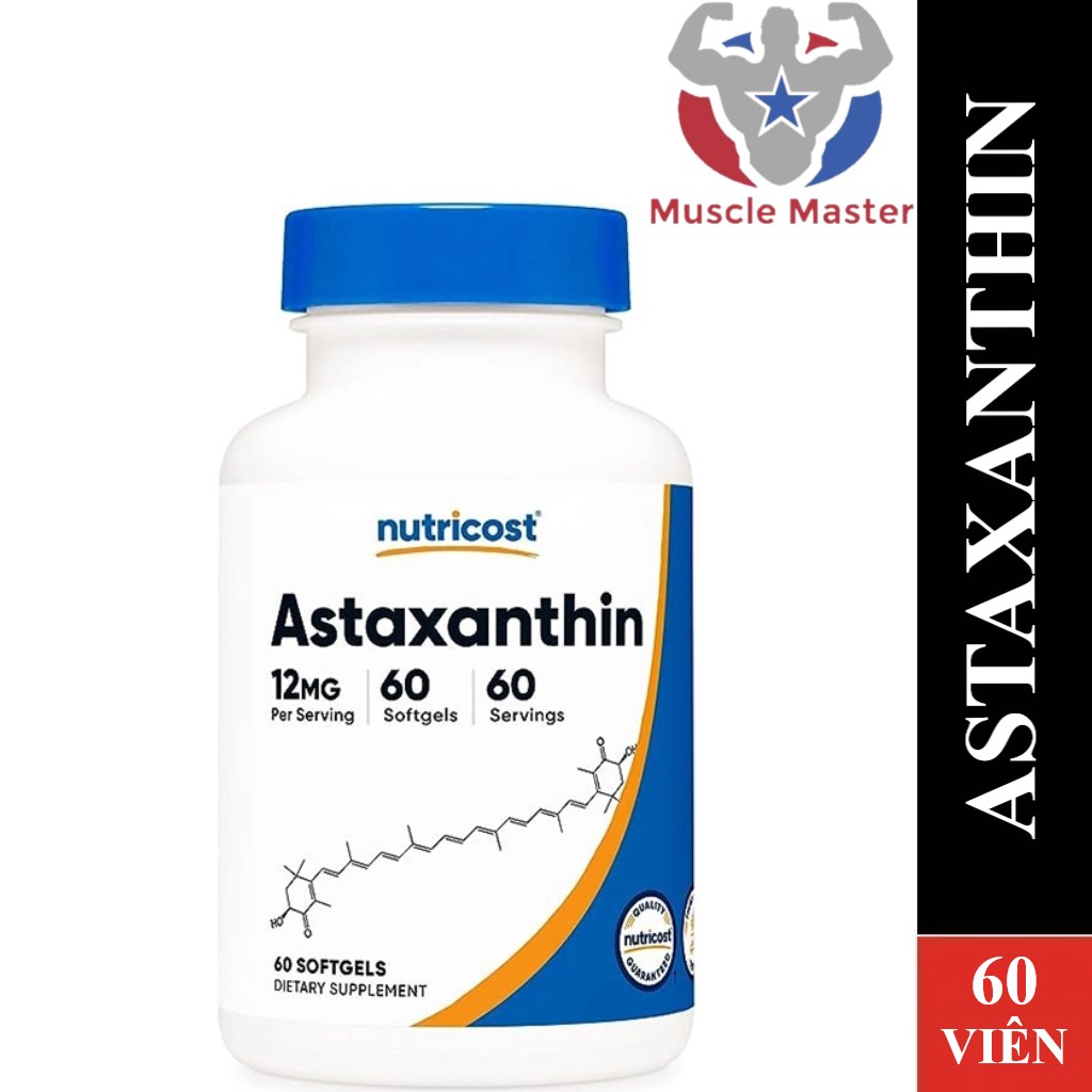 Viên Uống Chống Oxy Hóa Mạnh NutriCost Astaxanthin 12mg 60 Viên