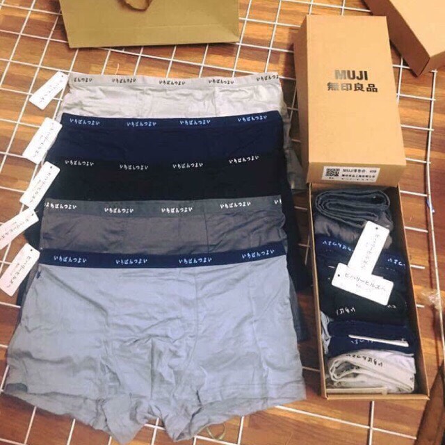 Hộp 5 quần lót nam boxer đùi cotton trơn