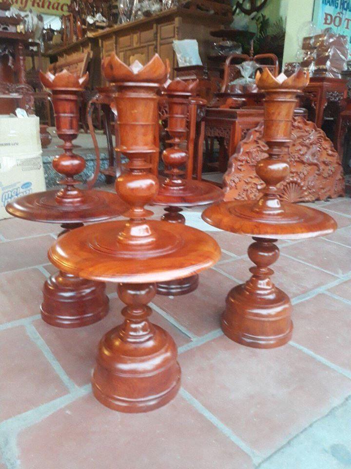 Cặp chân đèn cao 60 cm gỗ hương