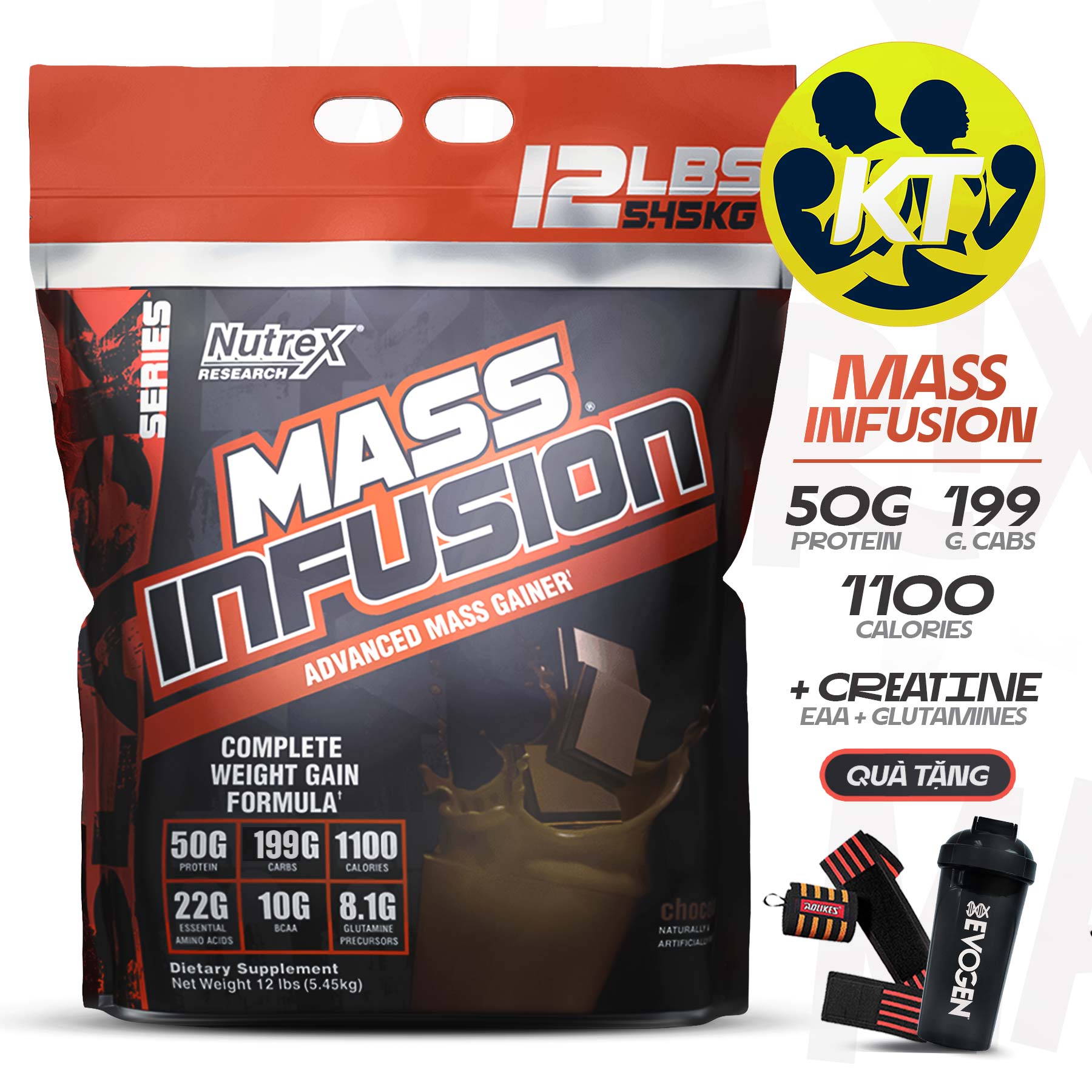 [Chính hãng BBT] [Có quà tặng] Sữa Tăng cân Tăng cơ Mass Infusion của Nutrex - Tăng cân nhanh & Hỗ trọ tiêu hóa (Ngay cả khi dị ứng Lastose)