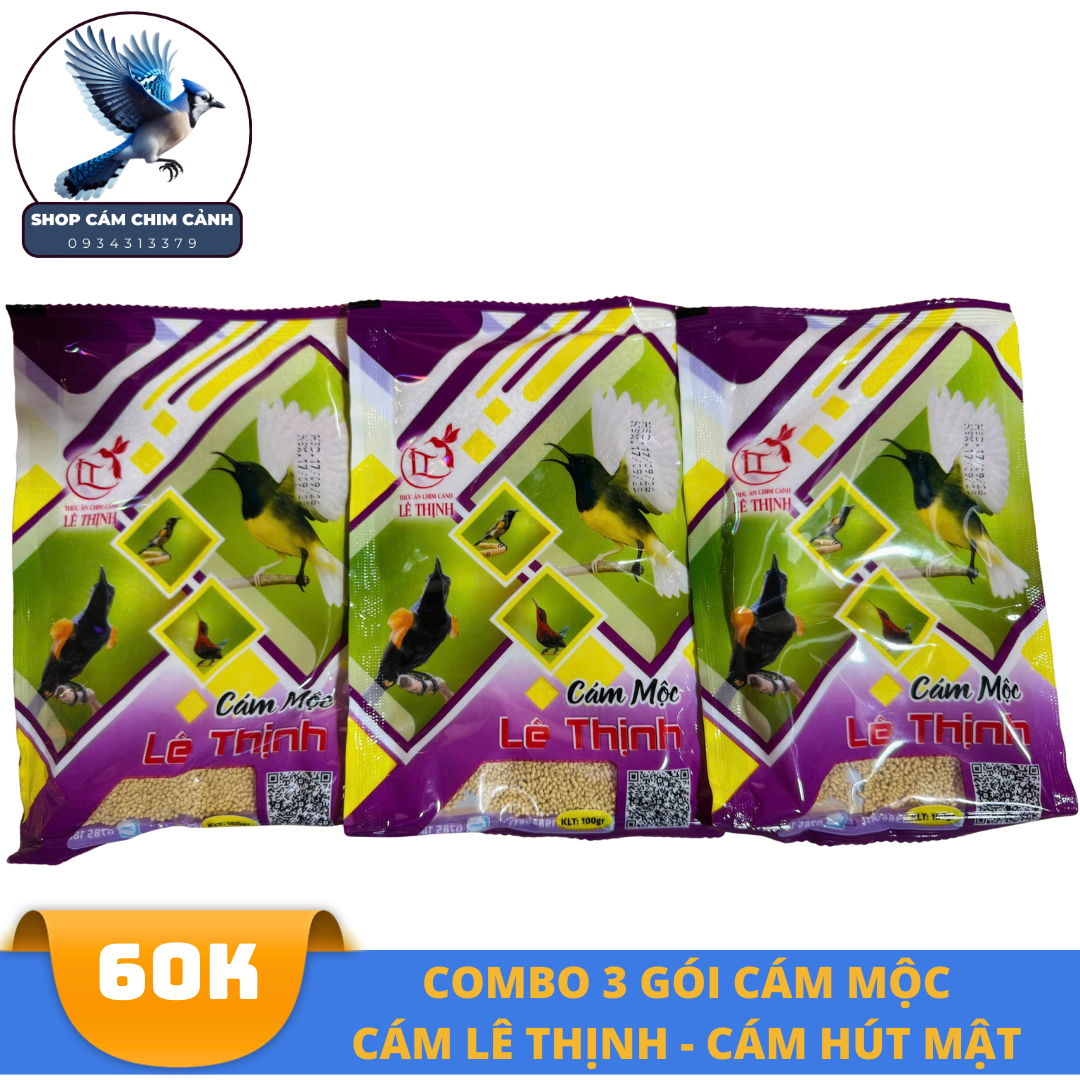 COMBO 3 GÓI Cám Mộc Chim Hút Mật Lê Thịnh -100gr ( Cám Mộc Bổi )