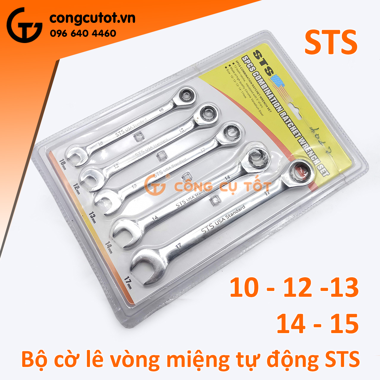 Bộ 5 cờ lê vòng miệng tự động STS 10,12,13,14,17