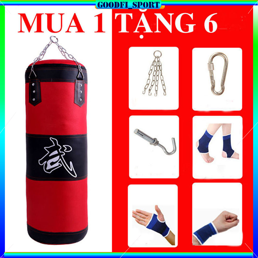 [Hàng Loại 1] Vỏ Bao Cát Đấm Bốc 4 lớp HUYKI HK10 bảo hành 12 tháng, tặng kèm 6 món: Dây xích, móc khóa, móc gắn tường, găng vải tay, chân, cổ tay