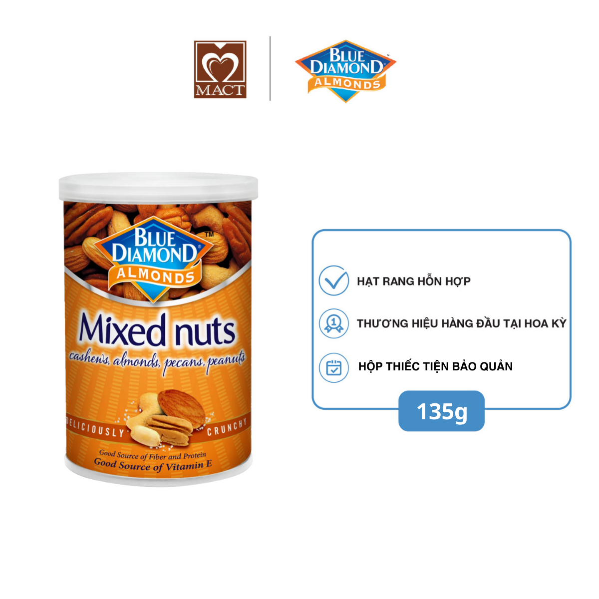 Hỗn hợp hạt rang blue diamond - mixed nuts