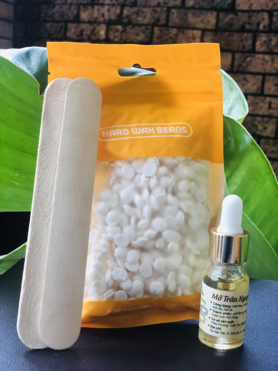 Sáp wax cao cấp hương dừa 100gr + 10ml mỡ trăn nguyên chất + 2 que sáp
