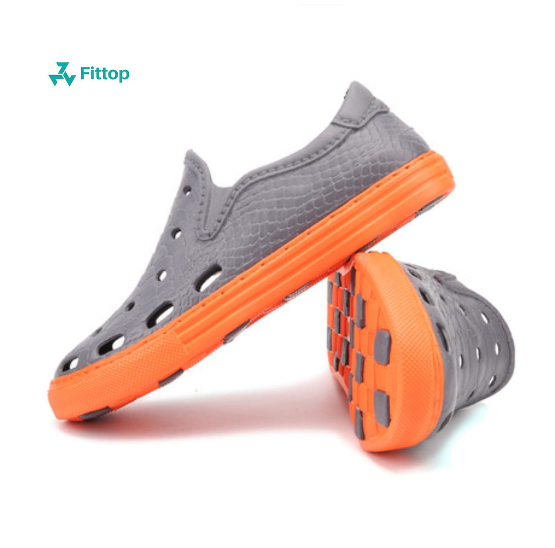 Giày Lười Nhựa Nam Đi Biển Đi Mưa Siêu Êm FITTOP GIAY-001-2 (XANH NAVY)