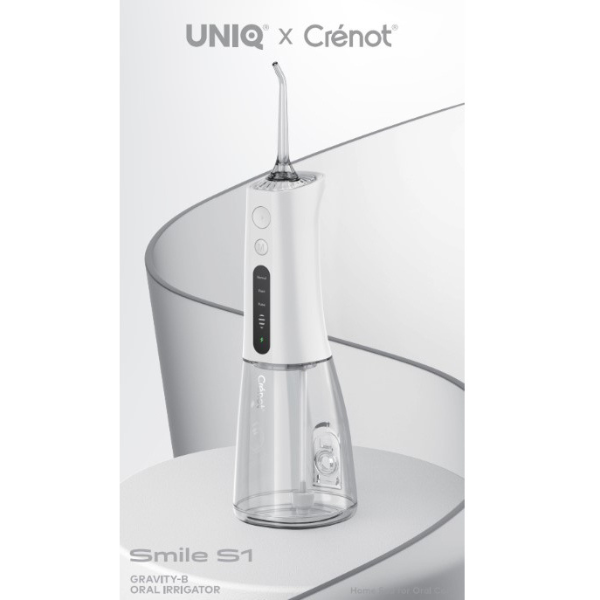 Tăm Nước Cầm Tay UNIQ x CRENOT Smile S1 Máy Vệ Sinh Răng Miệng Gia Đình Xịt Rửa Làm Sạch Kẽ Niềng 300ML