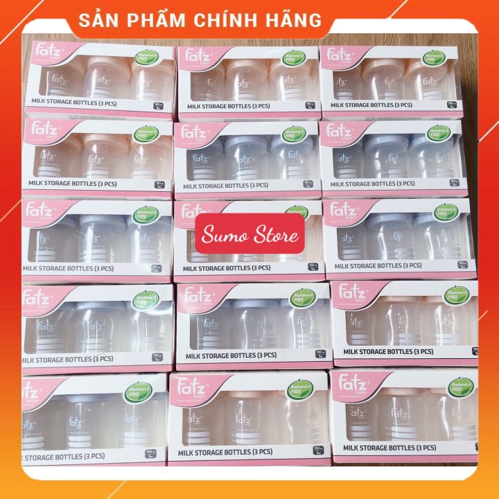 Bộ 3 bình trữ sữa mẹ cổ rộng 150ml fatzbaby fatz - fb0120n - thái lan - nắp rời có thể gắn núm ti cho bé sử dụng