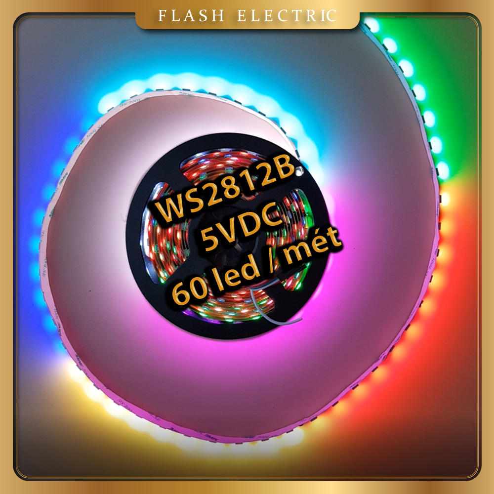 Dây Led dán full màu WS2812B - Led RGB Digital 5050 60led/mét - Bán theo mét
