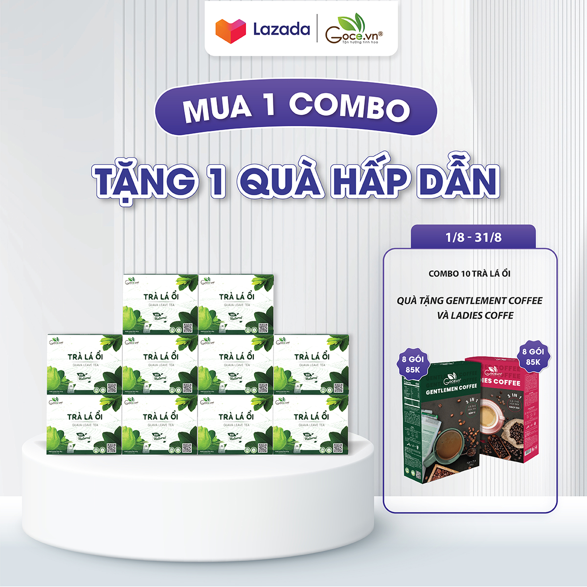 Combo 10 hộp trà lá ổi túi lọc goce - 10x40g