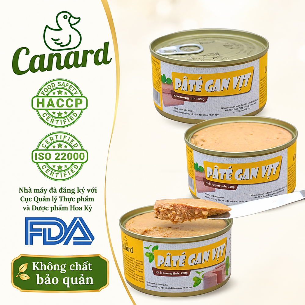 Pate Gan Vịt Canard 220g - Mềm Mịn, Béo Bùi, Đậm Đà Kiểu Pháp, Không Chất Bảo Quản