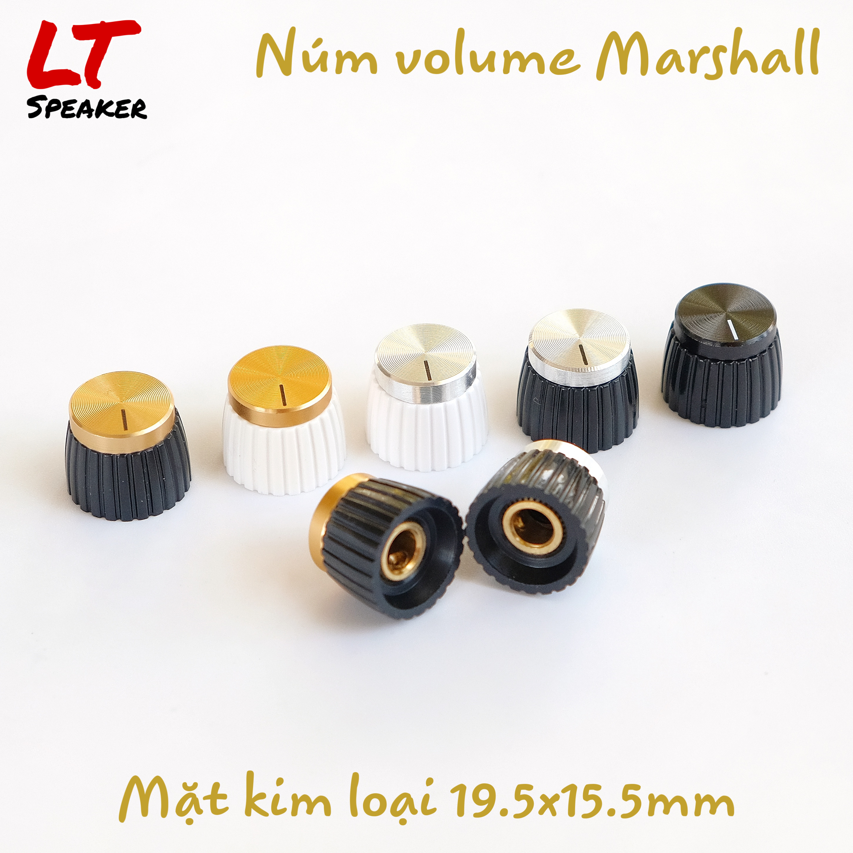 Núm volume dạng Marshall mặt kim loại19.5x15.5mm núm vặn chiết áp cao cấp ( Giá 01 cái)