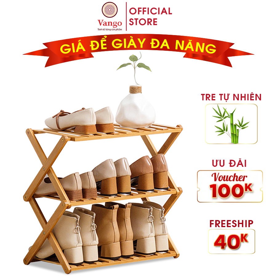 Giá Kệ Để Giày Gấp Gọn Gỗ Tre Tự Nhiên VANGO V9 Cao Cấp - Giá Kệ Để Đồ Thông Minh, Đa Năng, Phong Cách Hiện Đại, Sang Trọng, Có Thể Gấp Lại Tiện Lợi