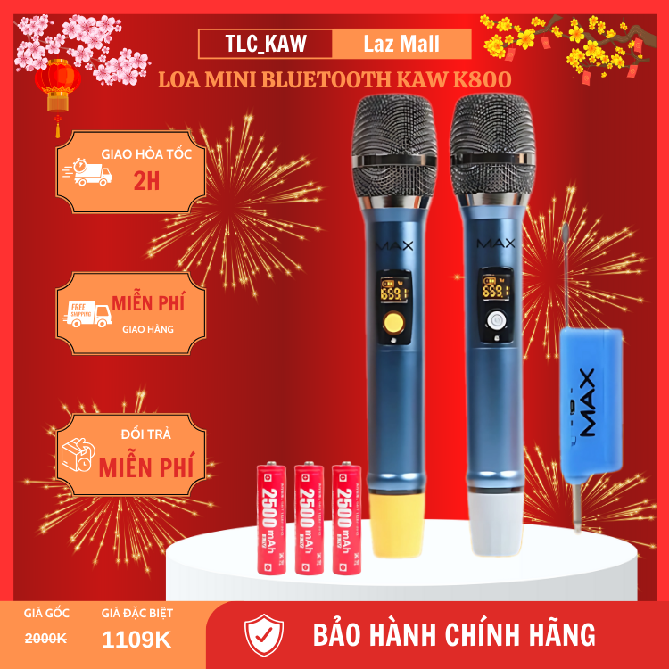 Bộ 2 Micro Không Dây Đa Năng MAX 56 Thế Hệ Mới,Hát Nhạy, Chống Hú Rít, Thiết Kế Hiện Đại - Tích Hợp Cổng Sạc Và Sạc Pin Ngay Trên Mic, Pin Sạc Dung Lượng Lớn 2500mAh Tiện lợi