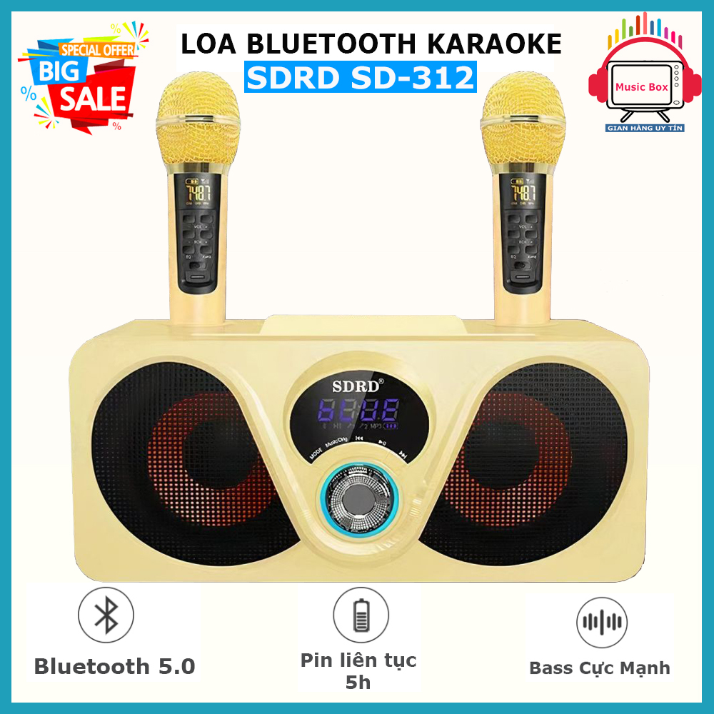 [ MẪU MỚI CỰC HÓT ] Loa Karaoke Giá Cực Tốt, Loa Mắt Cú Hiện Đại, Loa Karaoke Bluetooth SDRD SD-312, Tặng 2 Micro Không Dây, có màn hình LCD - Sạc pin cho micro ngay trên loa - Chỉnh EQ, Echo, Vol ngay trên micro, BH uy tín 1 đổi 1.