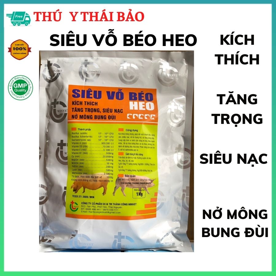 Vỗ béo heo 1 kg kích thích tăng trọng nhanh, siêu nạc, nở mông, bung đùi. Thú Y Thái Bảo