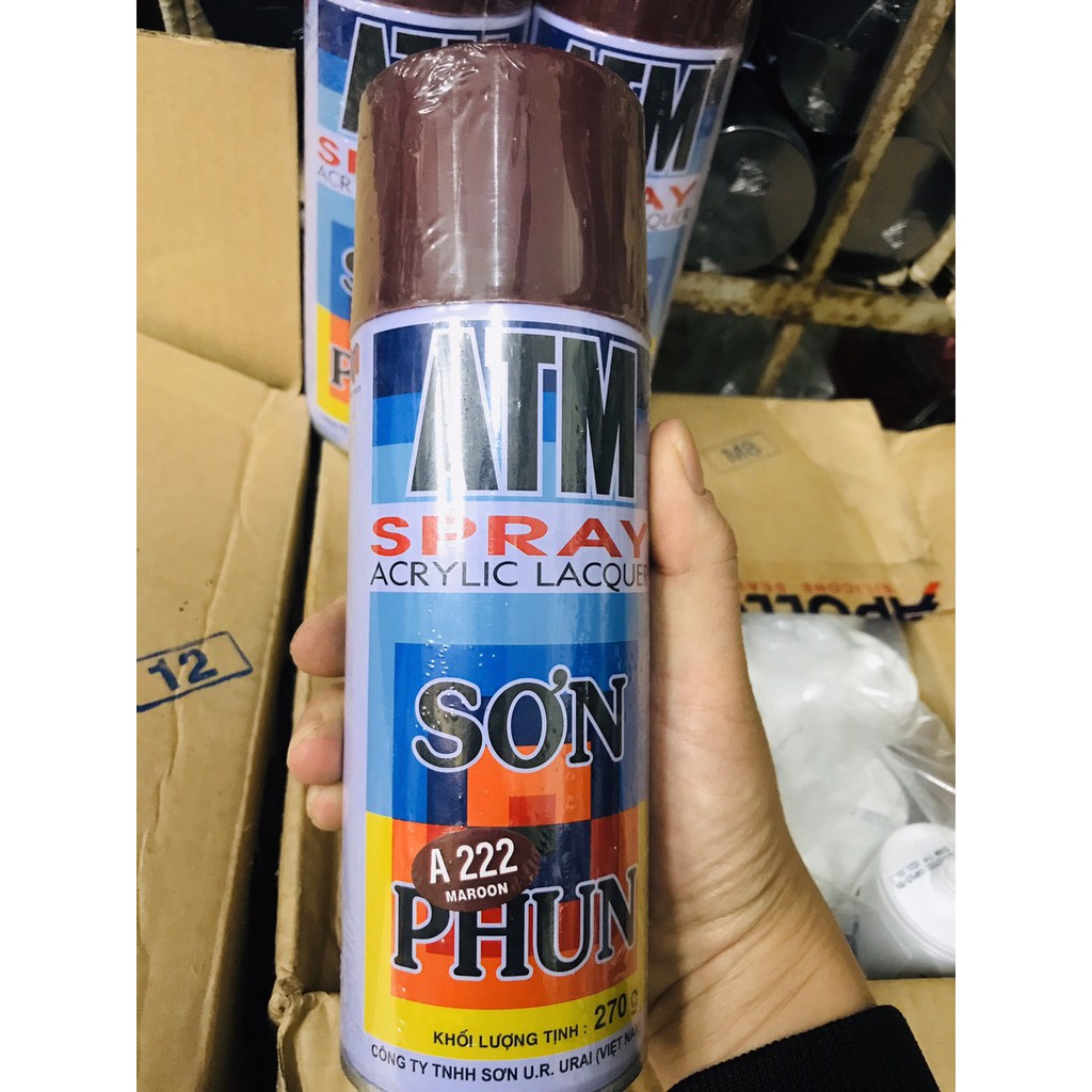 Sơn phun xịt atm a222 màu tím đỏ sẫm maroon