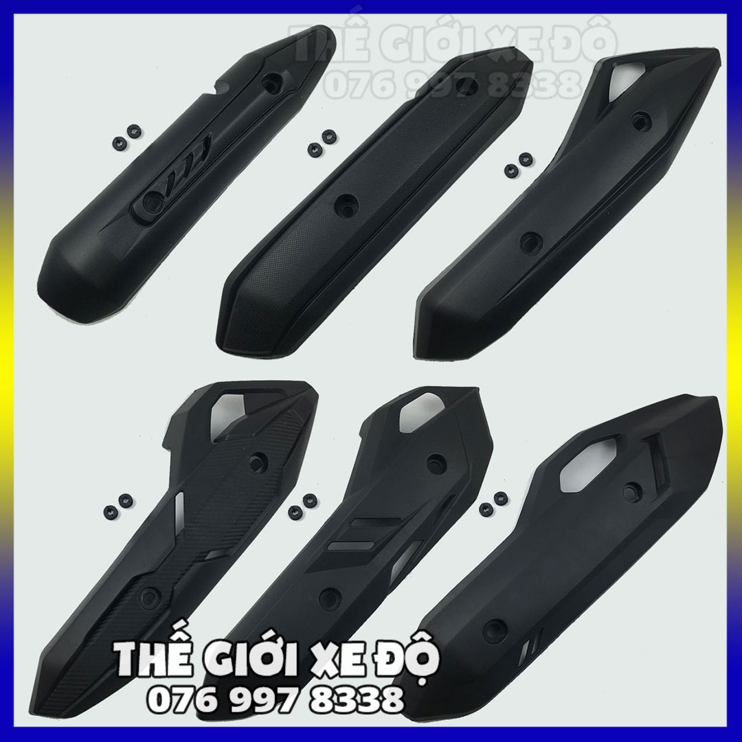 Ốp pô AB nhựa đen đầy đủ các đời xe - che pô chống nóng cho ống xả các đời xe Air Blade