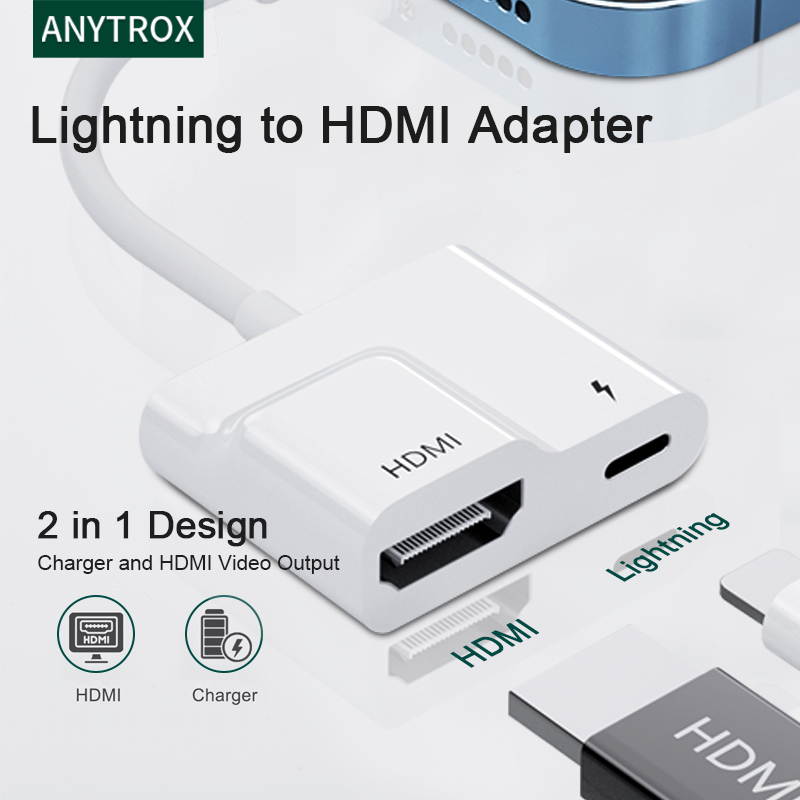 Lightning to HDMI Adapter Microphone Audio Cable Aux Jack Dual USB Hub 4K  AV TV OTG Port for i-Phone 13/11/12/XS//X/8/i-Pad