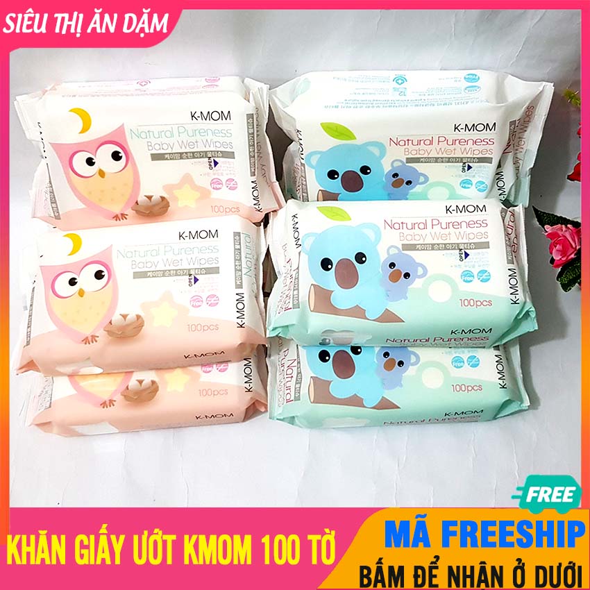 Khăn giấy ướt cho bé k-mom gói 100 tờ cao cấp hàn quốc tiện lợi, chất liệu 100% sợi cotton tự nhiên, an toàn, siêu mềm - khăn ướt cho bé, khăn ướt giấy lụa, khăn giấy ướt , khan uot, giấy ướt - khan giay uot kmom