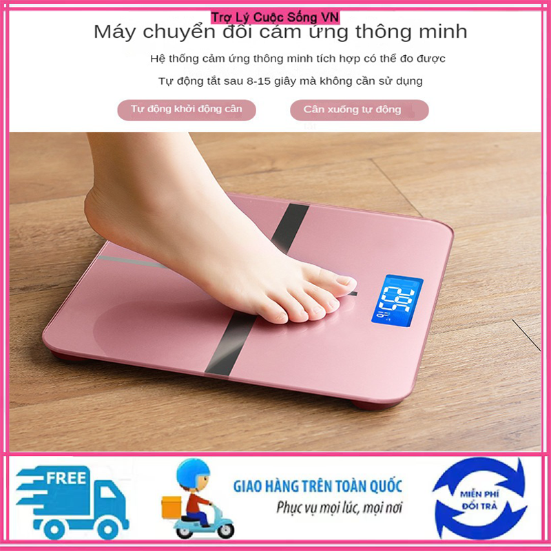 (Miễn Phí Vận Chuyển) Cân Sức Khỏe Điện Tử Gia Dụng Thông Minh, Chịu Tải Tối Đa 180Kg, Hiển Thị LED Rõ Ràng, Sạc USB Nâng Cấp