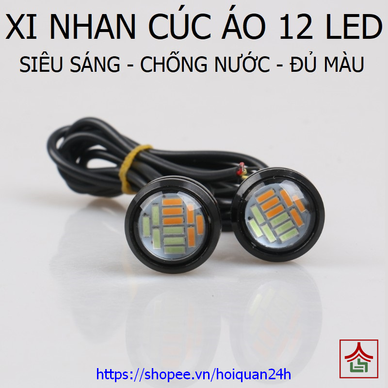1 chiếc - đèn xi nhan cúc áo 12 led cao cấp siêu sáng vỏ nhôm đủ màu cực đẹp