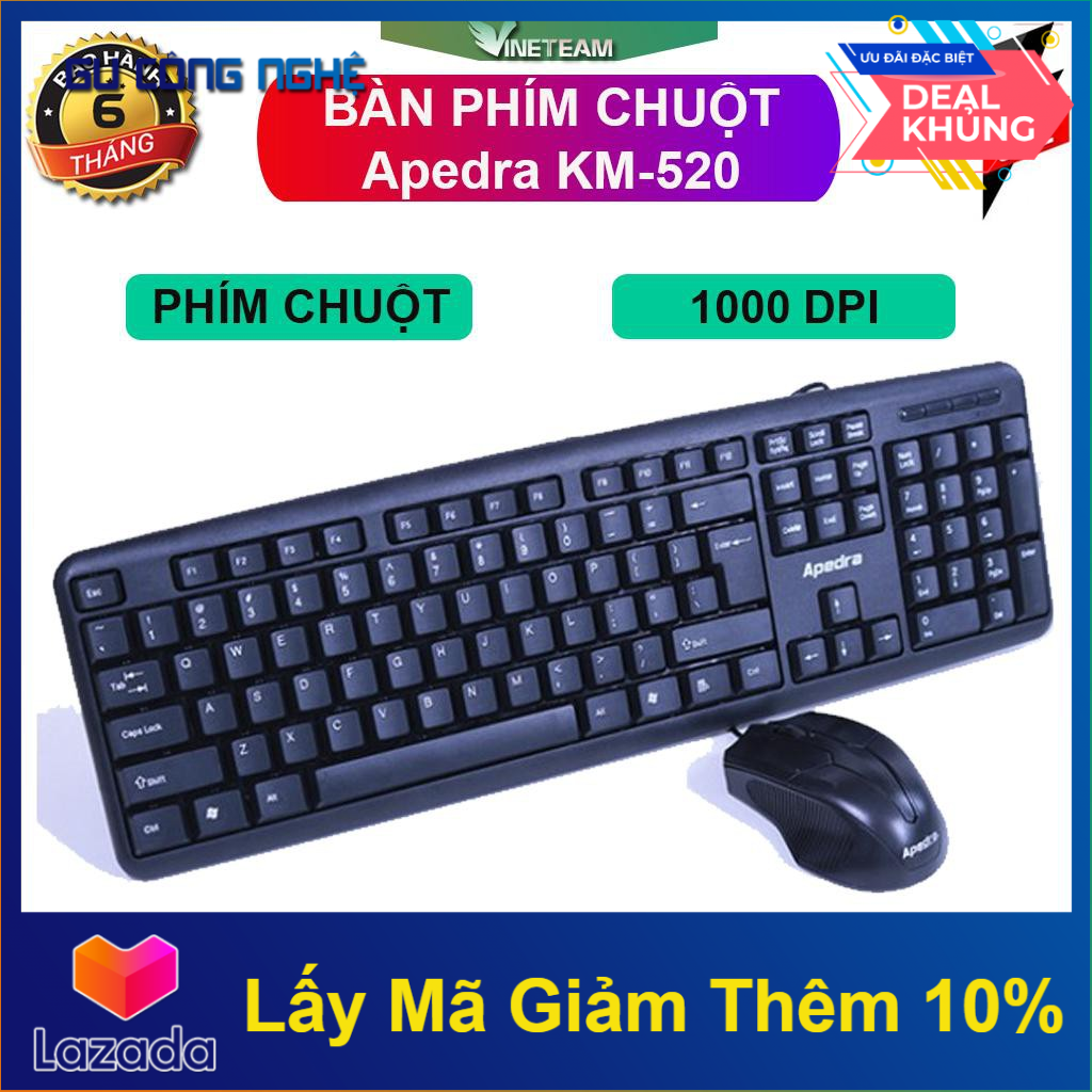 Bộ bàn phím chuột văn phòng apedra km-520 -dc3231