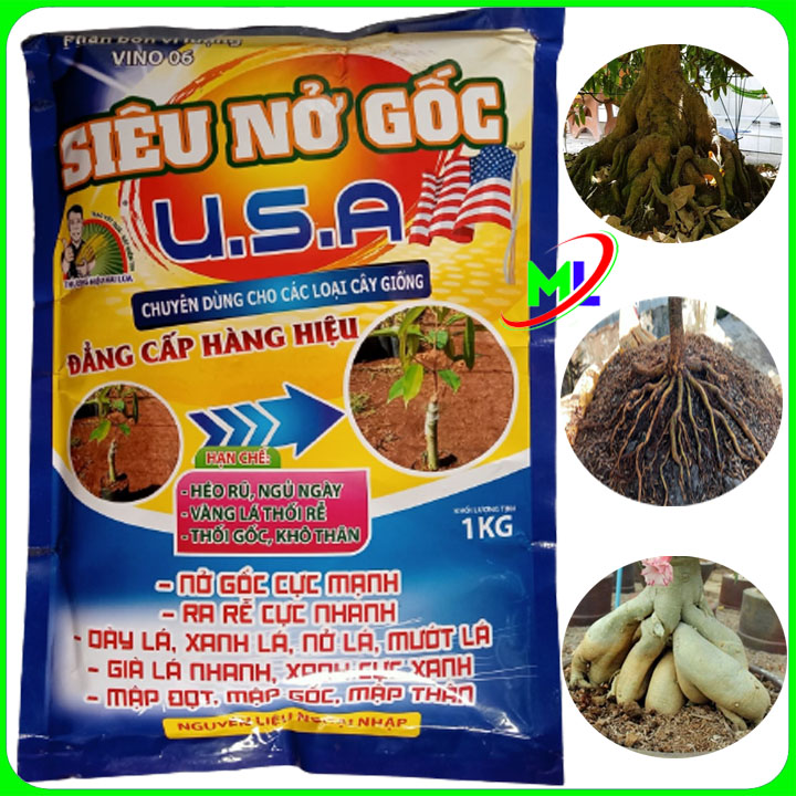 Phân bón Siêu nở gốc USA, to củ, mập thân, ra rễ cực mạnh chuyên mai vàng gói 1kg