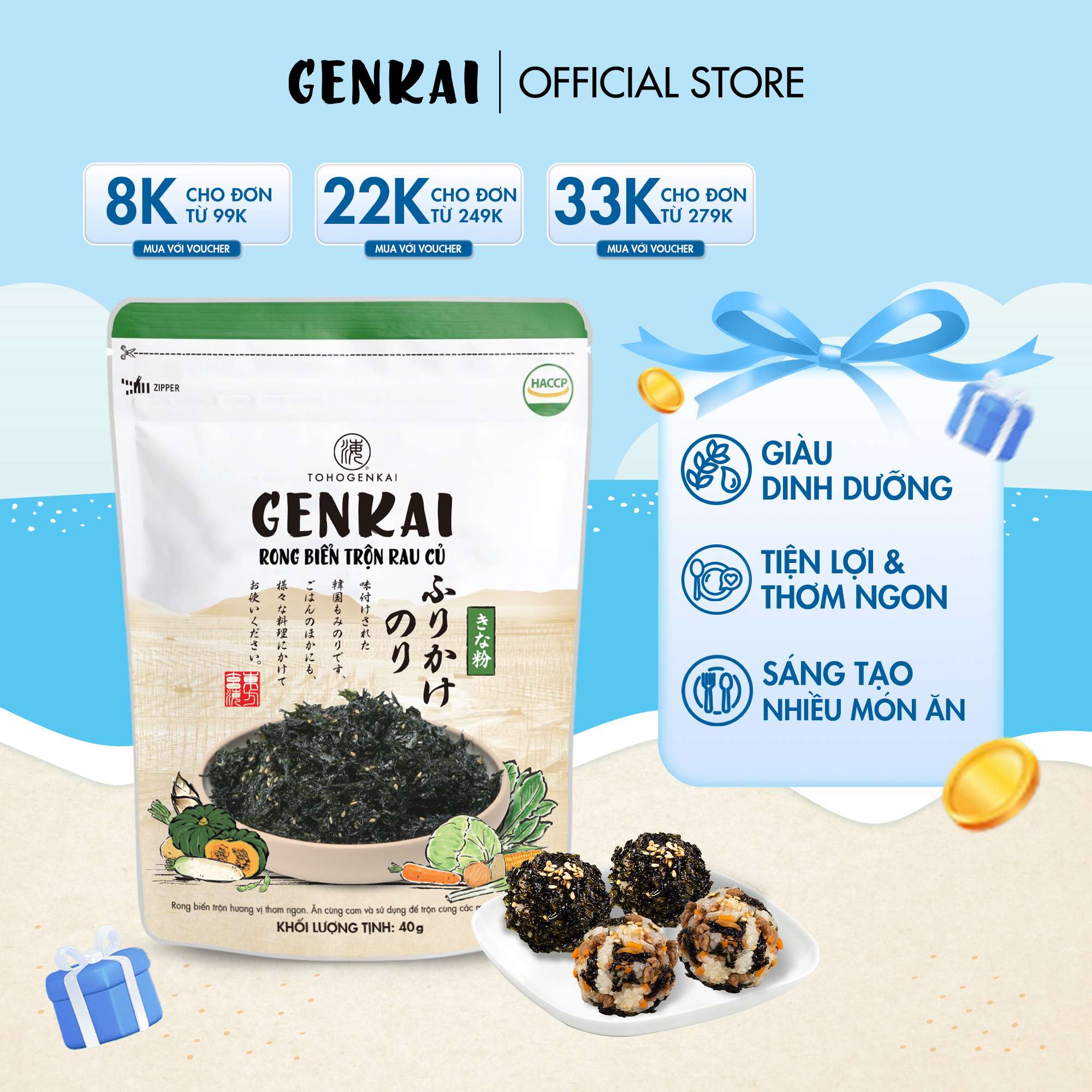  Rong Biển Trộn Cơm GENKAI Rau củ 40g 